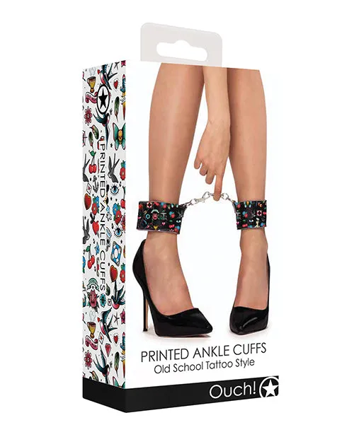 Anal Shots America LLC Shots Ouch Old School Tattoo Style Printed Ankle Cuffs Black Anal Shots America LLC Shots Ouch Old School Tattoo Style Printed Ankle Cuffs Black