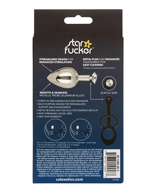 California Exotic Novelties Anal Star Fucker XL Teardrop Gem Plug wSilicone Enhancer Black