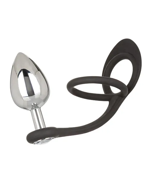 California Exotic Novelties Anal Star Fucker XL Teardrop Gem Plug wSilicone Enhancer Black