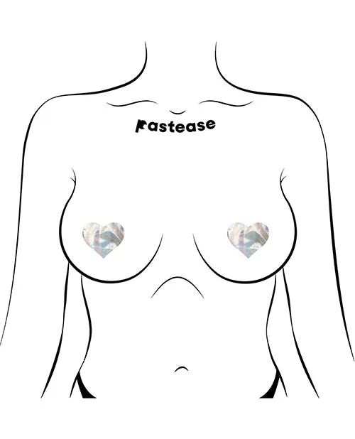 Pastease Pastease Premium Petites Holographic Heart Silver OS Pack of 2 Pair Anal