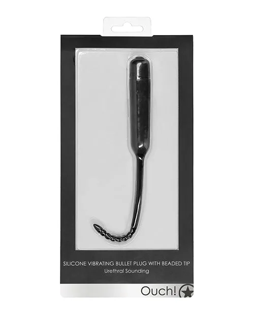 Shots America LLC Anal Shots Ouch Urethral Sounding Silicone Vibrating Bullet Plug wBeaded Tip Black Shots America LLC Anal Shots Ouch Urethral Sounding Silicone Vibrating Bullet Plug wBeaded Tip Black