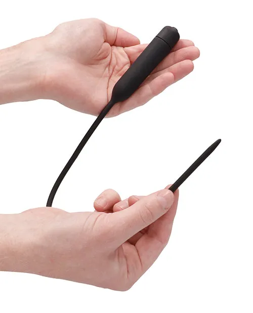 Shots America LLC Shots Ouch Extra Long Urethral Sounding Silicone Vibrating Bullet Plug Black Anal