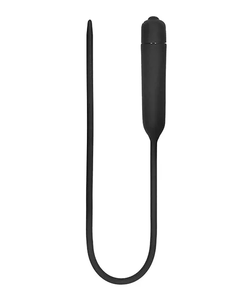 Shots America LLC Shots Ouch Extra Long Urethral Sounding Silicone Vibrating Bullet Plug Black Anal