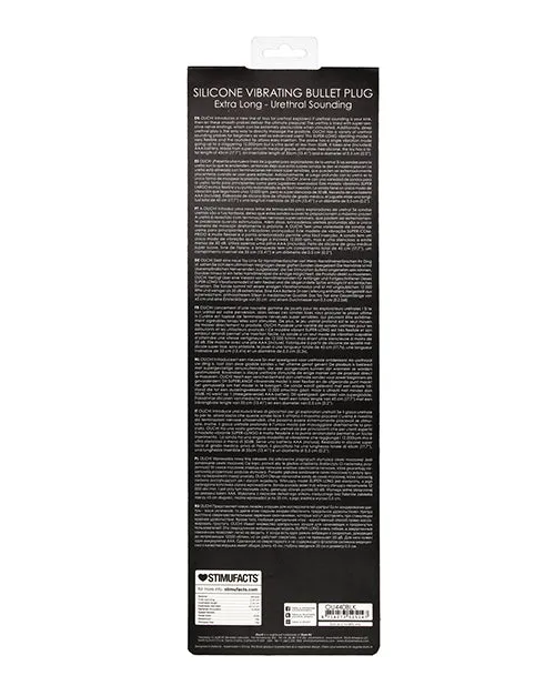 Shots America LLC Shots Ouch Extra Long Urethral Sounding Silicone Vibrating Bullet Plug Black Anal