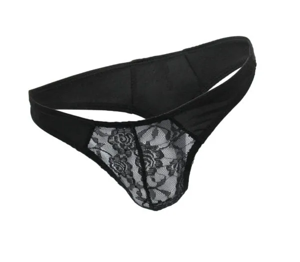 Anal LOVE IN LEATHER Love in Leather Lace Thong w Lycra Boxed 1511A Black SM