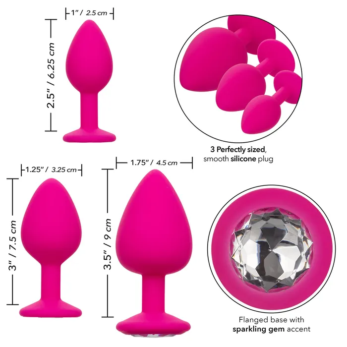 California Exotic Novelties Anal Cheeky Gems 3pc Anal Plug Set in Pink