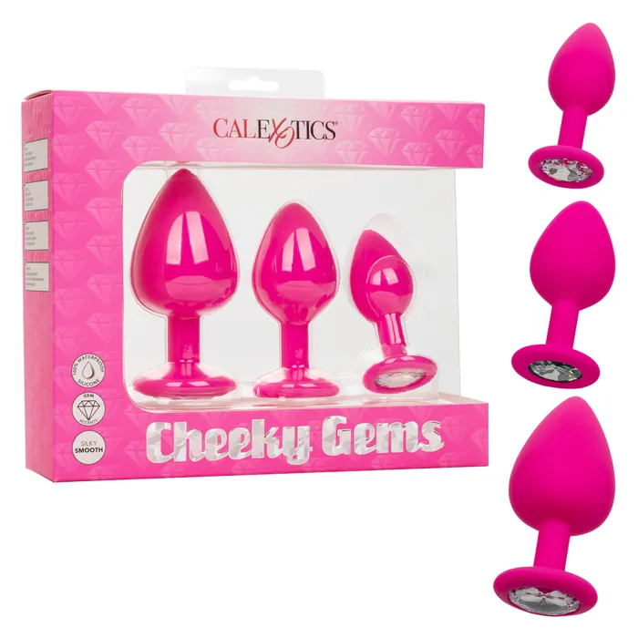 California Exotic Novelties Anal Cheeky Gems 3pc Anal Plug Set in Pink