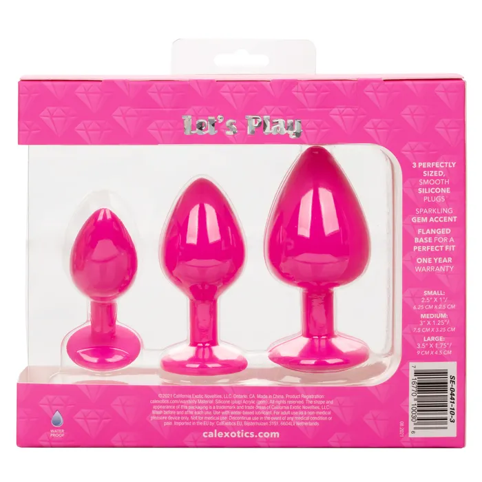 California Exotic Novelties Anal Cheeky Gems 3pc Anal Plug Set in Pink