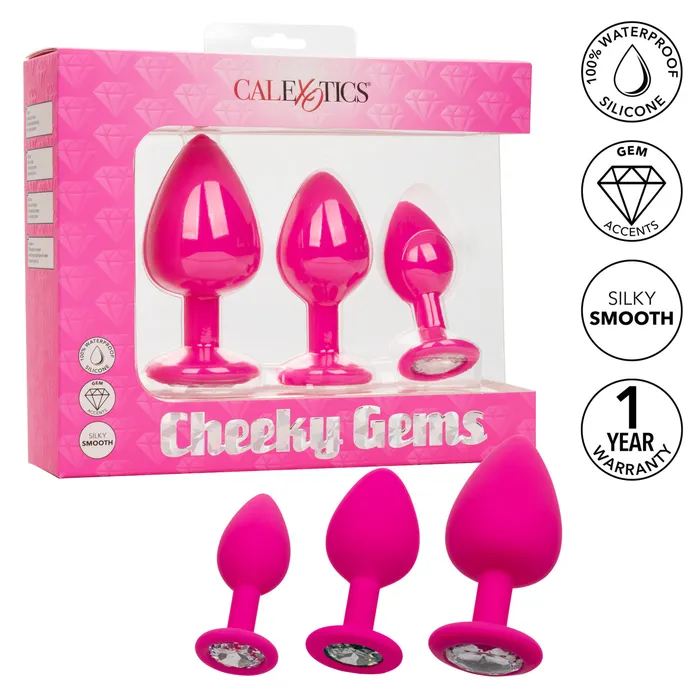 California Exotic Novelties Anal Cheeky Gems 3pc Anal Plug Set in Pink
