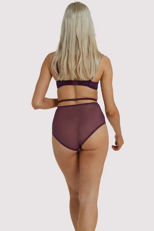 luxintenebrislingerie Vibrators Purple Satin and Black Lace Plunge Bra in Muriel