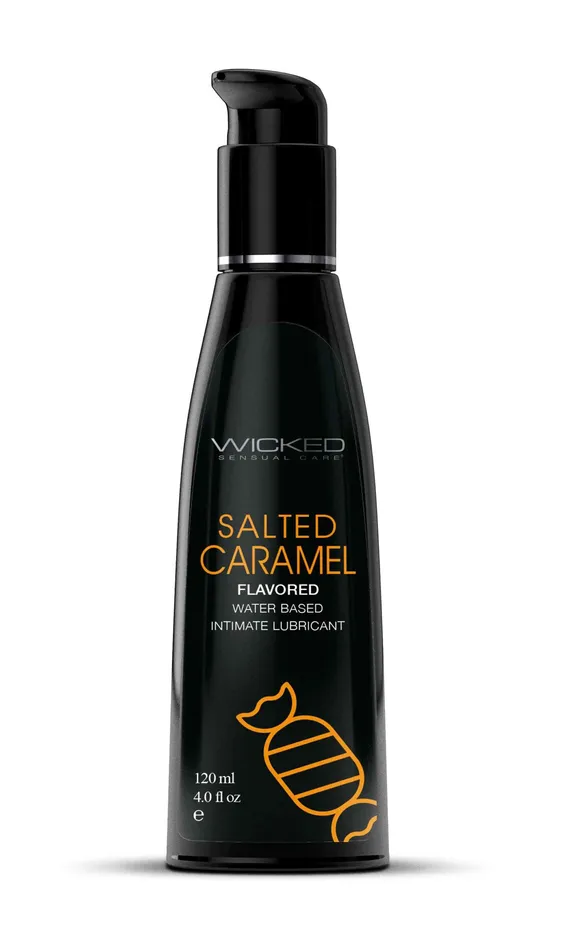 Wicked Sensual Care Aqua Salted Caramel Flavored Water Based Intimate Lubricant 4 Fl Oz Lubricants