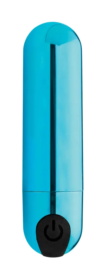 XR Brands Bang 10x Rechargeable Vibrating Metallic Bullet Blue Vibrators